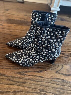 rag & bone Black Studded Pointed Ankle Booties